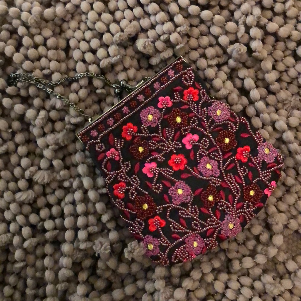 Bloomingdales embroidered, beaded purse